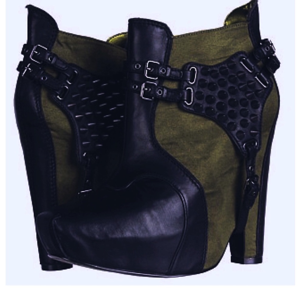 Sam Edelman Zoe Moss Green/Black Harness Boots NEW